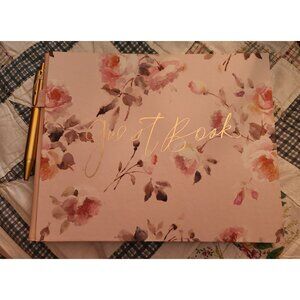 Wedding Floral Guest Book & Pen NWT